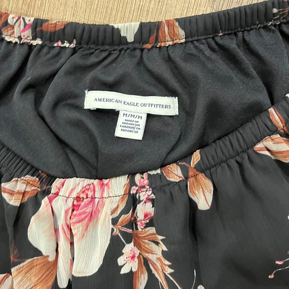 American Eagle Off the Shoulder BOHO Black Mesh Sleeves - Picture 2 of 2